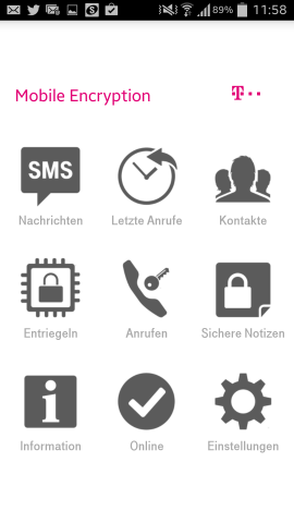 Der Startbildschirm der Mobile Encryption App (Screenshots: Golem.de)
